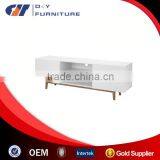 Wood TV Stand With White High Gloss Painting Finish thumbnail-1