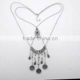 Hot Sale Classical Ethnic Style Statement Long Two Layers Necklace Pendant Earrings Brassiness Jewelry Set Supplier's Choice thumbnail-4