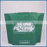 2016 New Style Eco Friendly&cheap Price White Kraft Paper Bag in Green Printed With White Twisted Patch Handle Popular