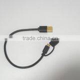 USB Type C Cable 2 in 1 Micro USB With Type C Adapter Convertor Reversible Charging&Sync Cable (3Ft, Black) thumbnail-2