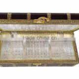 TREASURE CHEST, ARTIFICIAL LEATHER FINISH, WOODEN HANDMADE MULTI-PURPOSE BOX (11"x5"x4.25" INCH) DARK BROWN thumbnail-5