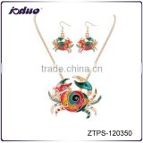 New Design 2016 Cute Crab Necklace And Earring Jewelry Sets