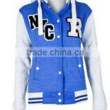 Womens Ladies Nyc Baseball Jacket Royal Blue Marl Front