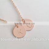 Rose Gold Letter Necklace Christmas Bridesmaid Gift Dainty Monogram Charm Delicate Disc Initial Necklace thumbnail-1