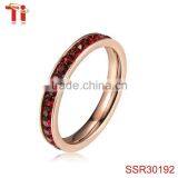 Eternity Wedding 4MM Band Ring 316L Stainless Steel Pink Cubic Zirconia Stone Rings thumbnail-2