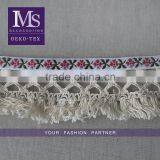 5.7cm fringed cotton jacquard webbing, Jacquard tape with cotton tassel wholesale