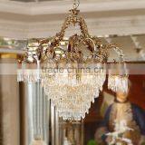 Rococo Style Crystal & Golden Brass Chandelier For Living Room/ Elegant Crystal Chandelier Decorated Droplight Pendant Lamp thumbnail-3