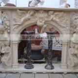 Western Style Carving Marble Fireplace thumbnail-4
