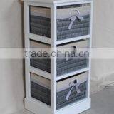 Wooden Storage Cabinet With Wicker Basket Drawers thumbnail-1