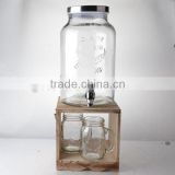 2015 new wholesale glass carbonated beverage dispenser with faucet, 4 pcs mason jars