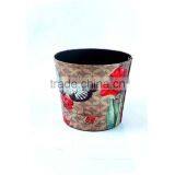 Household Butterfly And Flower Print Waste Bin Faux Leather Trash Can thumbnail-2