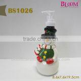 Snowman shampoo bottle design with pump cap