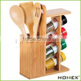 Bamboo Spice Rack Shelf w Utensils & Utensils Holder Homex BSCI/Factory
