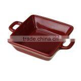 7.5"red Color Square Ceramic Bakeware With Handles thumbnail-1