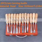12PCS Professional Wood Rock Breaker Chisel Round Chisel Set Carvers Graving Knife Kit thumbnail-2
