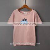 Ladies Fahion Clothing T Shirt Wholesale China V Neck Loose Fit Plain t Shirt for Women thumbnail-2