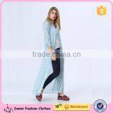 2017 New Fashion Design Long Sleeve Full Lenghth Front Button Printed Maxi Women Blouse