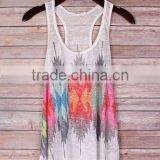 100% Polyester Dry Fit Custom Logo Printed Cheap Sexy Yoga Tank Tops thumbnail-4