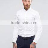Custom New Design Spread Collar Long Sleeve Mens 98% Cotton 2% Elastane Soft Satin Slim Fit Casual White Business Dress Shirts thumbnail-1