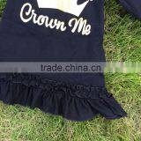 Black 2-7t FALL/Winter Kids OUTFITS Crown Gold Dress Girls Hot Sell Cute Clothes Kids With Matching Headband thumbnail-3