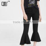 New in Fashionable Black Cropped Bell-bottom Pants for Women thumbnail-1