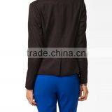 Collarless Faux Leather Blazer thumbnail-3