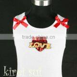 Girls White Tank Top With Glitter Red Heart & Love DV01 thumbnail-1