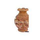 Hand Carved Wooden Decorative Vase India Fair Trade Art thumbnail-1