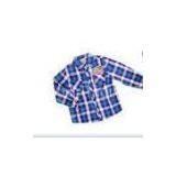 100% Cotton Anti - Pilling Long Sleeve Lapel Kids Plaid Shirts With OEM Blue, Black, Red