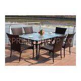 Coffee / Black 7 Piece Patio Dining Set Rattan Dining Tables And Chairs thumbnail-1