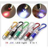 Mini Flashlight :ULTRAVIOLET LED FLASHLIGHT395nm+Red Laser+White Light 3 In1 thumbnail-1