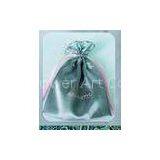 Hot Stamp Satin Favor Drawstring Pouch Bags Printed Logo Ribbon