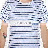 Fashion Design Bule Stripe Confortable Cotton T-shirt thumbnail-2