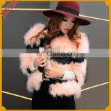 2015 New Design Women Real Ostrich Feather Fur Coat