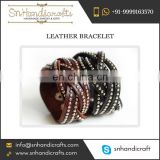 Get Smarty Designed Wide Genuine Leather Bracelet for Men at Factory Price for Bulk Sale