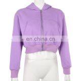 Custom Logo Women's Crop Top Long Sleeve Sweatshirts Zip Jacket Hoodies thumbnail-5