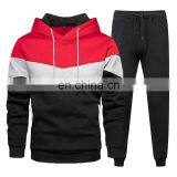 Custom Logo Mens Panels Stitching Sweatpants and Hoodie Sweatsuit Set thumbnail-6