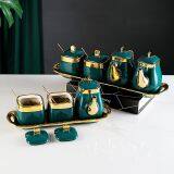 Light Luxury Dark Green Household Ceramic Seasoning Bottle Set of Five thumbnail-2
