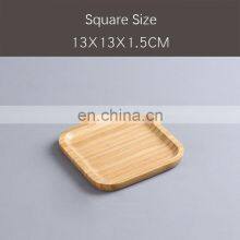 Natural Ecofriendly Round Wooden Platter Snack Food Bamboo Serving Tray thumbnail-5