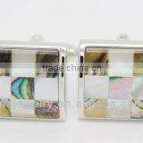 Hot Sell High Quality Square Mosaic Cufflinks Mother of Pearl Cufflinks thumbnail-1