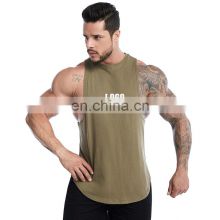 Men's Custom Logo Cotton Sleeveless Shirt Gym Fitness Relaxed Basketball Wear Tank Top Workout Running Training Sports Vest
