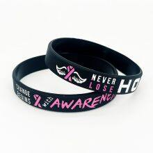 Factory Direct in Stock Healthy Breast Awareness Ribbon Public Service Announcements Soft Smoothly Silicone Bracelet thumbnail-5