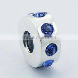 Sterling Silver Cylinder Bead With Austrian Crystals thumbnail-1