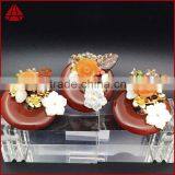Korean Flower Crystal Agate Brooch With Rhinestone Ornamentnatural Stones thumbnail-2