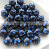 AAA Quality 2014 New 12mm to 24mm Halloween Bead Black With Roayl Blue Resin Polka Dot Beads for Kids Chunky Necklace Jewerly thumbnail-1