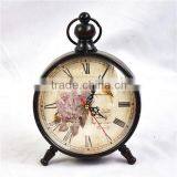 Antique Wrought Iron Ornament Creative Round Desk Clock