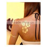 Fashionable Non-toxic Temporary Gold and Sliver Metallic Flower Tattoo Sticker
