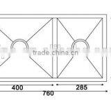 Undermount Stainless Steel Double Bowl Kitchen Sink 7643C thumbnail-2