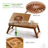 Bamboo Wood Adjustable Bed Tray With Usb Fan ZS9F