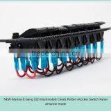 NEW Marine 8 Gang LED Illuminated Check Pattern Rocker Switch Panel thumbnail-3